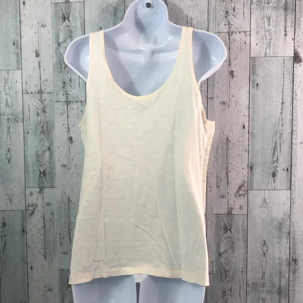J.Crew Ivory Lace Front Tank Top Medium